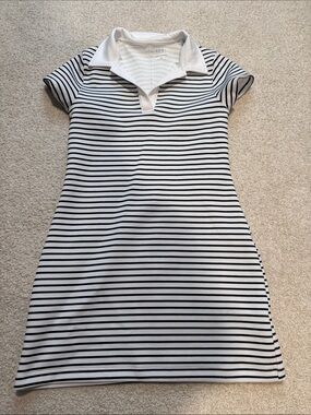 Abercrombie & Fitch White and Black Striped Polo Dress